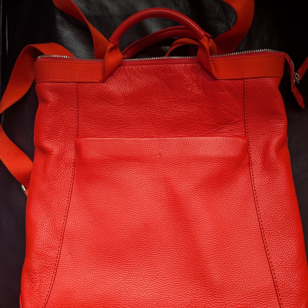 Cole Haan Red Leather Backpack Tote - Picture 2 of 4